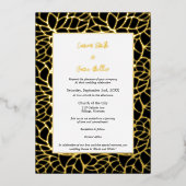 Carte de Faire-part de mariage Feuille Black Gold (Recto)