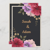 Carte de faire-part de mariage florale (Devant / Derrière)