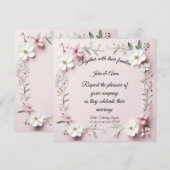 Carte de faire-part de mariage florale (Devant / Derrière)