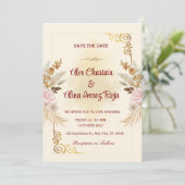 Carte de Faire-part de mariage Florale d'or (Debout devant)