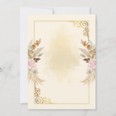 Carte de Faire-part de mariage Florale d'or (Dos)