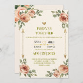 CARTE DE FAIRE-PART DE MARIAGE FLORALE ÉLÉGANTE (Devant / Derrière)