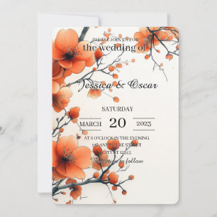 Carte de Faire-part de mariage florale minimale