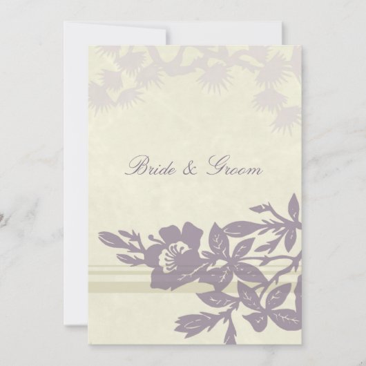Carte de Faire-part de mariage florale pourpre (Devant)