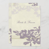 Carte de Faire-part de mariage florale pourpre (Devant / Derrière)