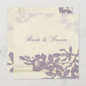 Carte de Faire-part de mariage florale pourpre (Devant / Derrière)