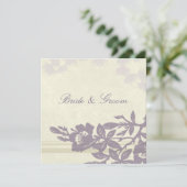 Carte de Faire-part de mariage florale pourpre (Debout devant)