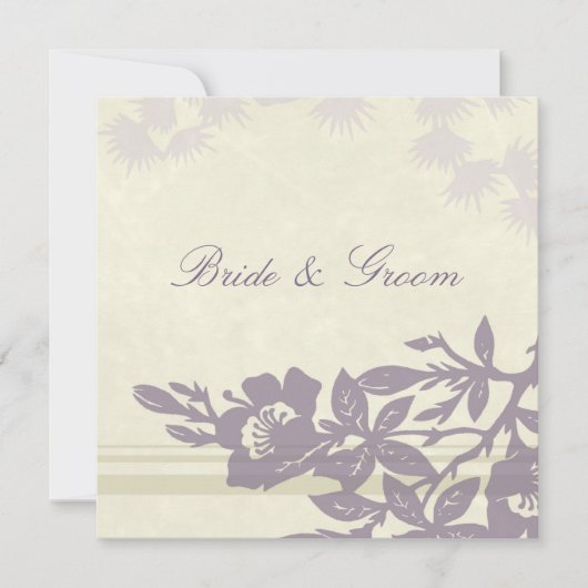 Carte de Faire-part de mariage florale pourpre (Devant)