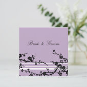 Carte de Faire-part de mariage Florale Violet Noir (Debout devant)