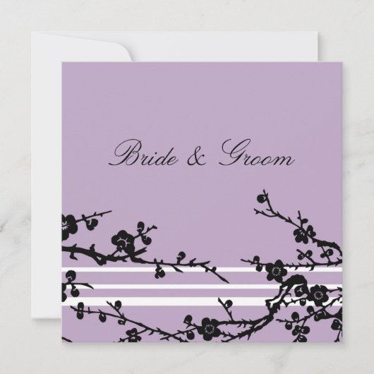 Carte de Faire-part de mariage Florale Violet Noir (Devant)