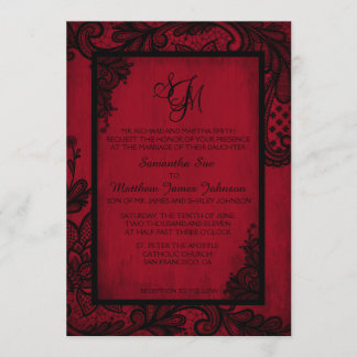 Carte de Faire-part de mariage gothique en dentell