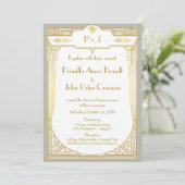 Carte de faire-part de mariage, grand Gatsby, gris (Debout devant)