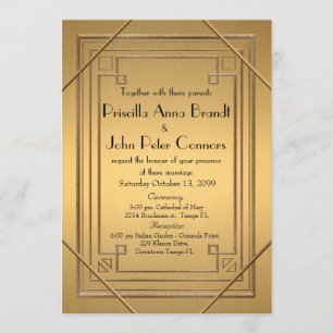 Carte de faire-part de mariage, grand Gatsby, or