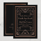 Carte de faire-part de mariage, grand Gatsby, rose (Devant / Derrière)