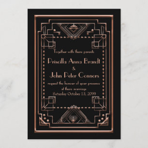 Carte de faire-part de mariage, grand Gatsby, rose