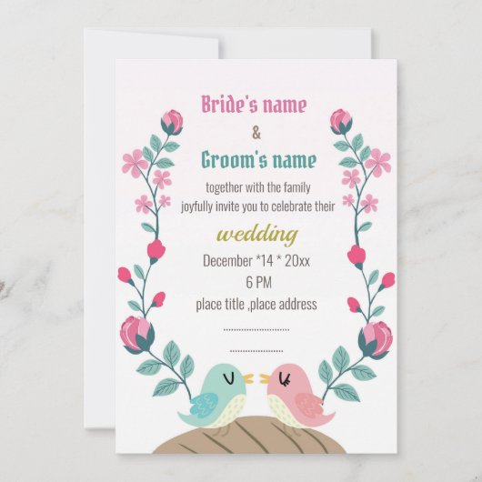 Carte de faire-part de mariage inséparable aux fle (Devant)