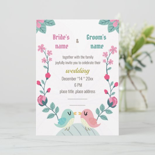 Carte de faire-part de mariage inséparable aux fle (Debout devant)