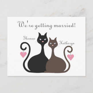 Carte de faire-part de mariage Love Cats Save The 