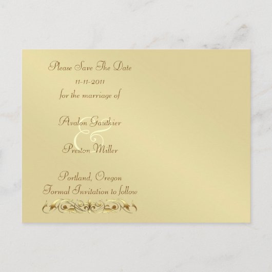 Carte de faire-part de mariage Mascarade Or Vert (Dos)