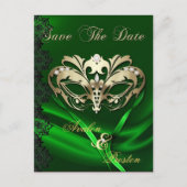 Carte de faire-part de mariage Mascarade Or Vert (Devant)
