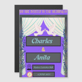 Carte de Faire-part de mariage minces violet magné (Devant / Derrière)