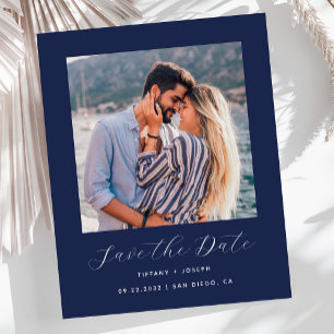 Carte de faire-part de mariage minimaliste bleu ma