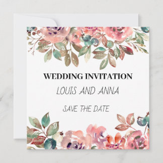 Carte de faire-part de mariage minimaliste rose bl