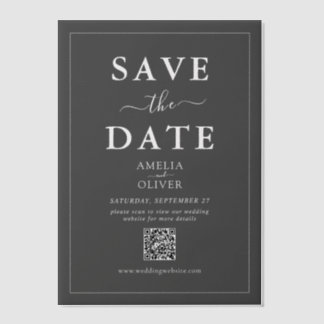 Carte de faire-part de mariage moderne avec code Q