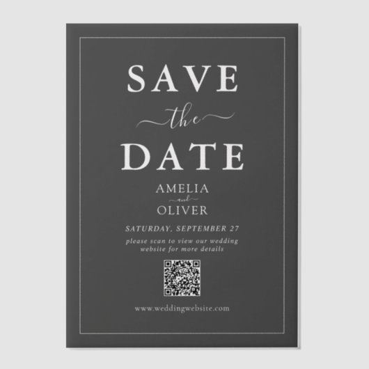 Carte de faire-part de mariage moderne avec code Q (Recto)