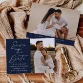 Carte de faire-part de mariage Navy à script moder
