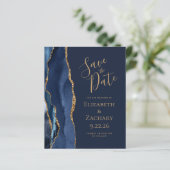 Carte de faire-part de mariage Navy Or Agate 4-Pho (Debout devant)