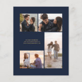 Carte de faire-part de mariage Navy Or Agate 4-Pho (Dos)