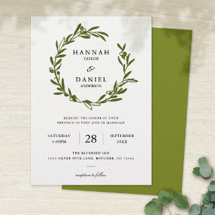 Carte de Faire-part de mariage Olive Wreath