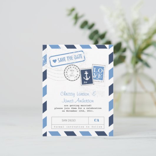 Carte de faire-part de mariage par avion nautique (Debout devant)