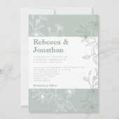 Carte de Faire-part de mariage photo Sage Green Fl (Devant)