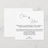 Carte de faire-part de mariage privé personnalisée (Devant / Derrière)