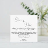 Carte de faire-part de mariage privé personnalisée (Debout devant)