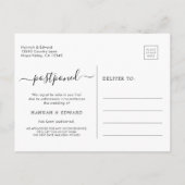 Carte de faire-part de mariage reporté moderne (Dos)