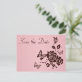 Carte de faire-part de mariage rose et marron flor (Debout devant)