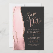 Carte de Faire-Part de Mariage Rose Gold et Agate  (Devant)