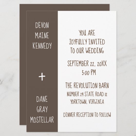 Carte de Faire-part de mariage rustique sans rappo (Devant / Derrière)