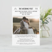 Carte de faire-part de mariage style journal rusti (Debout devant)