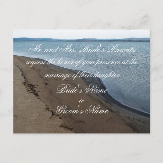 Carte de faire-part de mariage sur la plage. (Devant)