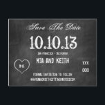 Carte de faire-part de mariage sur tableau noir<br><div class="desc">Voici un design graphique amusant avec un fond de tableau noir et gris. Idéal pour les faire-part, rappels, invitations, rendez-vous, envois postaux et plus encore. Utilisez-le pour les mariages, fiançailles, remises de diplômes, collectes de fonds, anniversaires et toutes sortes d'occasions spéciales. Le graphique de cœur à la craie peut être...</div>