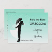 Carte de faire-part de mariage Teal Ombre Save The (Devant / Derrière)