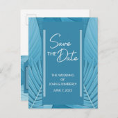 Carte de faire-part de mariage Teal Tropical (Devant / Derrière)