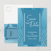 Carte de faire-part de mariage Turquoise Tropical (Devant / Derrière)