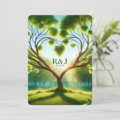 Carte de Faire-Part de Mariage Vert à Plat "Save T (Debout devant)