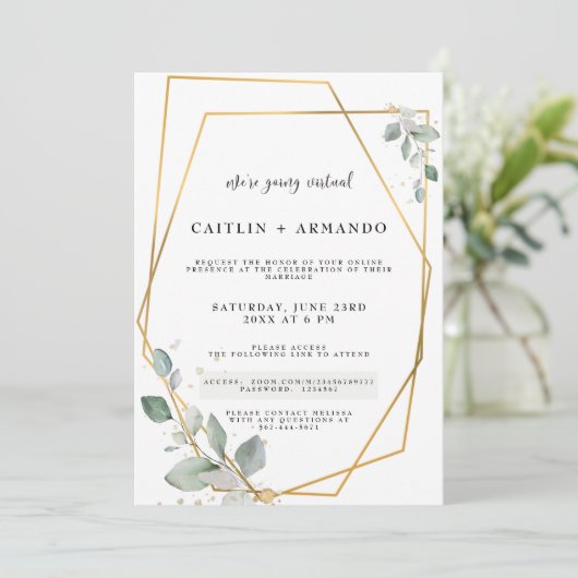 Carte de Faire-part de mariage virtuelle géométriq (Debout devant)