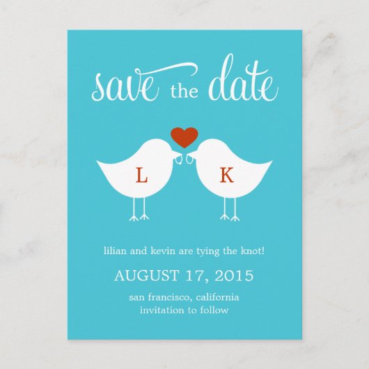 Carte de faire-part de Monogram Birds Save The Dat (Devant)